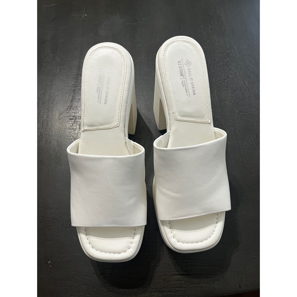 CALL IT SPRING White Platform Block Heel Paloma‎ Sandals Shoes Women Size 10
